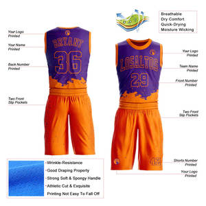 Diseña Tu Propio Uniforme de Baloncesto Transpirable, Antiarrugas y de Secado Rápido, Talla Grande, 100% Poliéster, Nombre del Equipo Personalizado - Product Image 5