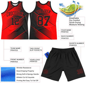 Vente directe en usine d'uniformes de basket-ball avec sublimation et logo personnalisé, uniformes de basket-ball à la mode noirs pour hommes à séchage rapide - Product Image 2