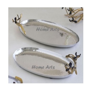 ถาดเสิร์ฟอาหารขนมอลูมิเนียมสีเงินพร้อมถาดเสิร์ฟอาหาร - Product Image 2