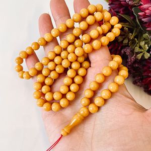Misbaha en ambre jaune de la Baltique, 99 perles rondes en ambre naturel, Tasbih ; Perles de Tasbih en pierre naturelle pour la vente en gros musulmane - Product Image 1