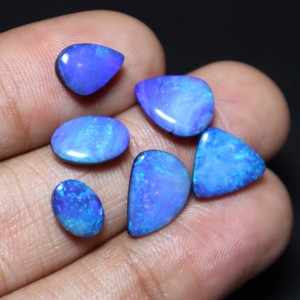 Natural Australian Opal Doublet Cabochon Multi <b>Fire</b> Loose Gemstone 8x6mm to 12x8mm 15 Carat Lot Jewelry Making - Product Image 1