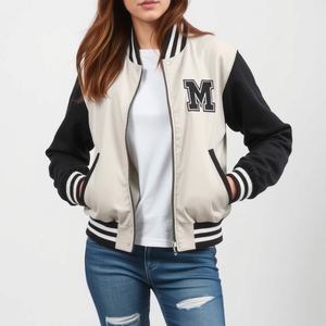 Veste noire Vintage Varsity Letterman avec logo brodé en chenille Corps en laine Manches en cuir Doublure intérieure chaude en polyester - Product Image 3