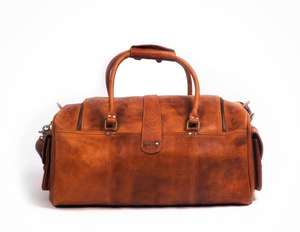 Unisex Premium Genuine Leather Cabin Size Durable Outdoor <b>Travel</b> Duffle <b>Bag</b> LTB-0132 Fashionable Zipper Closure <b>Sale</b> - Product Image 4
