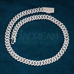 สร้อยคอคิวบันฮิปฮอปผู้ชายทำมือ เงินแท้ 925 ชุบเงิน ประดับเพชรเล็บกราวน์ทรงเหลี่ยม ดีไซน์ทันสมัย - Product Image 2