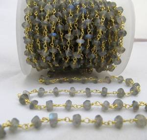 Labradorita Natural Rondelle facetado 5-6mm cuentas Rosario cadena joyería fabricación Cadena de piedras preciosas vendidas por pie - Product Image 2