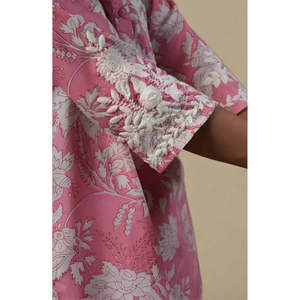 ชุดเซ็ตสองชิ้นปักลายกุหลาบสีชมพูสำหรับผู้หญิง - Product Image 4