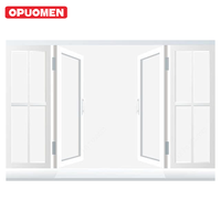 OPUOMEN European Bay Window Marco de aluminio blanco Barra de celosía francesa Ventana abatible con aislamiento térmico de doble acristalamiento para la venta