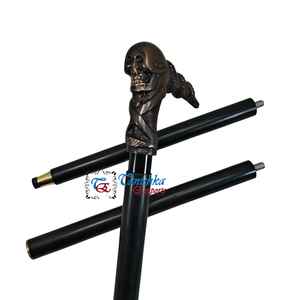 Vintage High Handmade Durable Black Wooden Foldable Walking Stick Brass Handle Art Deco Design Outdoor Home Decor Gift - Product Image 5