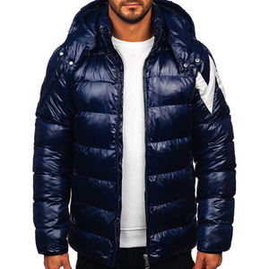 Chaqueta acolchada de manga larga de invierno de alta calidad para hombre con logotipo personalizado impreso, chaqueta acolchada al por mayor, chaquetas azules - Product Image 1