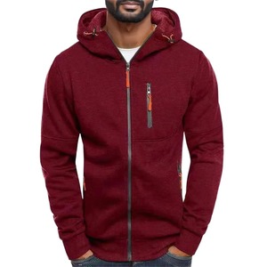 Otoño Invierno Moda hombre 100% algodón Sudadera con capucha Color sólido suelto Casual todo-fósforo cremallera sudaderas con capucha patrón 3D - Product Image 2
