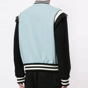 Veste d'hiver Letterman de couleur unie pour hommes, vêtements de ville décontractés à col montant, vêtements chauds, veste de qualité supérieure, vente en gros - Product Image 5