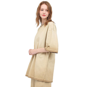 Retro bajo Moq venta al por mayor camiseta para hombre hombro caído personalizado su logotipo 100% algodón lavado camiseta suelta para hombres - Product Image 6