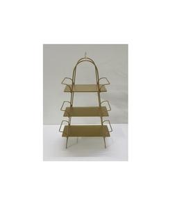 Soporte de pastel de Metal de estilos modernos de latón AK con soporte de pastel decorativo de acabado dorado martillado de 3 niveles para fiestas/ocasiones especiales - Product Image 2