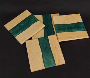 Posavasos de Río de resina epoxi Posavasos de epoxi Mesa de herramientas Personalizada de alta calidad Madera de acacia y posavasos de resina epoxi Juego de bebidas - Product Image 6