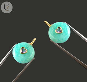 จี้หินอะเมโซไนต์ธรรมชาติ ประดับทองเวอร์ไมล์ เงินแท้ 925 จี้สวยงามสำหรับทำเครื่องประดับ ขนาด 15 มม. - Product Image 5