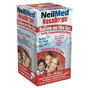 Nilmed NasaDrops 아기 어린이 및 성인을위한 답답한 혼잡 또는 마른 코 이동 중 식염수