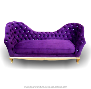 Muebles pintados en oro, sofá francés con tapizado púrpura - Product Image 3