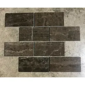 Azulejo de mármol oscuro Emperador 3x6 estilo chino Backsplash 5 hojas por caja para remodelación de suelo de baño losa de calcita Natural - Product Image 1