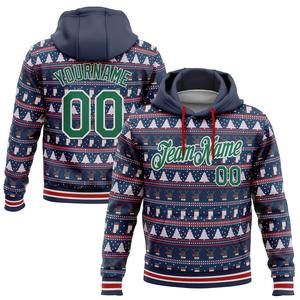 Sudadera con Capucha Deportiva Navideña 3D Personalizada con Bordado en Color Granate, Verde Kelly y Blanco, Venta Directa de Fábrica al por Mayor - Product Image 4