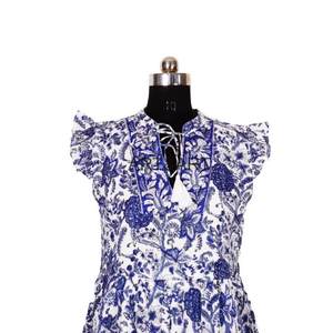 ชุดเดรสลายดอกไม้ ผ้าฝ้าย ซักได้ สวมใส่สบาย เหมาะกับฤดูร้อน แขนพอง ไซส์ใหญ่ ปรับแต่งได้ สไตล์ชาติพันธุ์ สำหรับงานปาร์ตี้ - Product Image 2