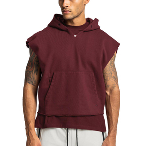 Boxy Fit Men Oversized <b>Hoodie</b> 450 Gsm French Terry Raw Hem Cropped <b>Sleeveless</b> <b>Hoodie</b> breathable good <b>sleeveless</b> <b>hoodie</b> men - Product Image 5