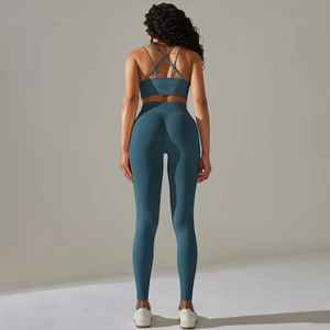 Ropa de fitness de cintura alta para mujer, conjunto de yoga para correr, gimnasio, patrón sólido, venta al por mayor - Product Image 6