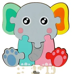 Großhändlerpreis hölzernes Rätsel-Spielzeug-Set - bunte Zeichentrickfigur-Fahrzeuge und Tierdesigns pädagogische Jigsaw-Tangram-Puzzles für Kinder