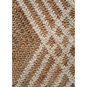 Tapis en jute et chanvre Nomadic Threads PDJT-754 beige et marron, tissage plat, à rayures géométriques, pour la maison, le salon, le couloir, forme rectangulaire - Product Image 3