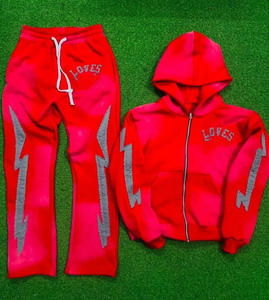 Conjunto de Sudadera y Pantalones Deportivos para Hombre, Estilo Vintage, Lavado Ácido, Diseño Desgastado, Impresión Digital, Unisex - Product Image 1