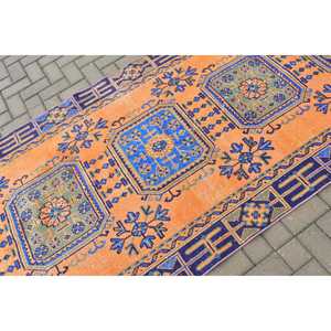 Alfombra Turca Vintage, Alfombra de 4.2x11.5 pies, Alfombra Azul Estilo Marroquí - Product Image 5