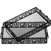 Plateau de service élégant et multifonctionnel en métal et cristal, idéal pour le Ramadan, boissons et collations – Artisanat métallique tendance et durable