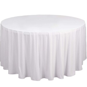 Nappe en coton de décoration d'événement de fête de mariage d'hôtel de luxe armure toile solide nappe ronde blanche de 120 pouces en polyester - Product Image 4