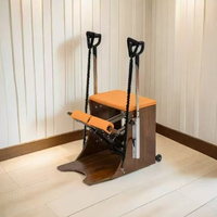 Équipement de fitness en bois de noyer pour studio/salle de sport avec poignées pliables, Reformer Pilates avec chaise pour la musculation et les studios de Pilates