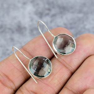 ต่างหูลวด925อัญมณีทรงกลมสีเงินสเตอร์ลิงสำหรับผู้หญิงต่างหูลวดสำหรับเป็นของขวัญ - Product Image 1