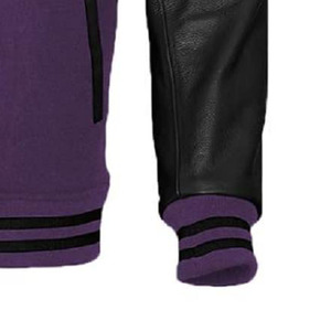 Chaqueta de hombre de manga de cuero de cuerpo de lana regular para hombre chaqueta universitaria bordada de calle americana chaqueta de bombardero para hombre - Product Image 3