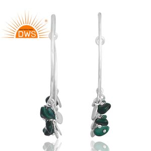 Dernière conception de boucles d'oreilles en argent sterling avec pierres précieuses en malachite naturelle Bijoux de conception personnalisée pour les femmes Cadeau pour elle - Product Image 1
