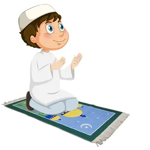 อิสลามสวดมนต์พรมพรมสวดมนต์ eid ของขวัญการ์ตูนผสมการออกแบบ 48x90 ซม.รอมฎอนปัจจุบันเด็กเด็กเสื่อสวดมนต์