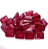 Pierre précieuse de rubis naturel certifiée par un tiers, taille octogonale à facettes, non montée, pour la création de bijoux, traitée par cirage/huile, couleur rouge