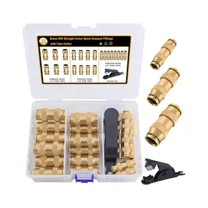 Brass DOT Air Line Fittings Kit DOT Quick Connect Air Fittings Push to Connect for Air Brake System