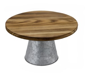 Décoration de mariage gâteau et doux support de service avec plateau en bois supérieur et base galvanisée pour la célébration d'anniversaire de Noël - Product Image 1