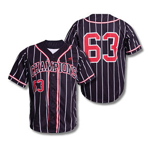 เสื้อเบสบอลเปล่าราคาถูกแบบกำหนดเอง ดีไซน์สีดำ ปักโลโก้ด้วยเทคนิคซับลิเมชั่น เสื้อเบสบอล - Product Image 1