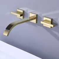 Robinet cascade mural personnalisable CE Gold, mitigeur à double poignée 3 trous, supporte la vente en gros de marques OEM