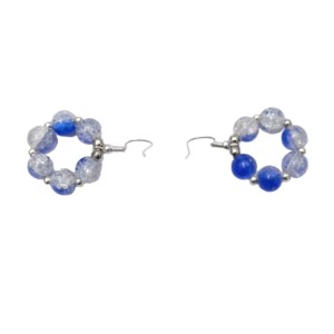 Women's <b>Crystal</b> Blue Crackle Earrings Set <b>Fashion</b> Jewelry with Healing Pearl Gemstone Wholesale Beads Jewelry - Product Image 3