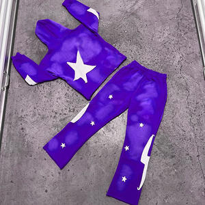 Conjunto de sudaderas con capucha vintage con corte de parche desgastado de fabricantes personalizados 500 Gsm tela gruesa de peso pesado sólido con capucha de invierno - Product Image 6