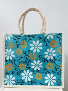 Sac fourre-tout moyen en jute sérigraphié personnalisé Sac fourre-tout fait à la main écologique Panier cadeau Sacs fourre-tout de mariage en vrac Logo personnalisé - Product Image 5