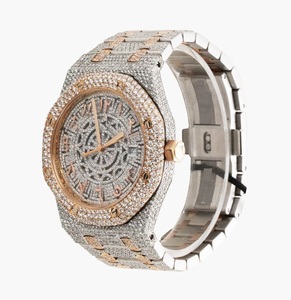 LAB Reloj de diamantes de oro de dos tonos automático de lujo con correa de acero inoxidable completo para movimiento de cuarzo de hielo de ETA Retro Style - Product Image 2