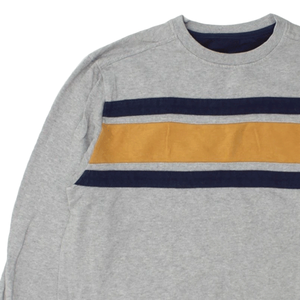 Sudadera de mezcla de algodón para hombre, bloque de color gris con paneles multicolores, cuello redondo, forro polar suave, sudaderas básicas informales, Top - Product Image 3