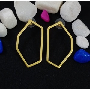 Pendientes de Aro y con Perno de Latón Chapado en Oro Hechos a Mano, Modernos y Elegantes para Fiestas y Bodas - Product Image 1