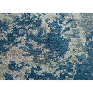 Alfombra Kavi Azul de Lana y Seda de Bambú Anudada a Mano - Diseño Rectangular Abstracto Teoría del Caos para Decoración de Sala de Estar y Pasillo - Product Image 3