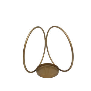 Bougie chauffe-plat en métal finition dorée pour la maison et le mariage Pilier de bougie de luxe décoré à la main - Product Image 1